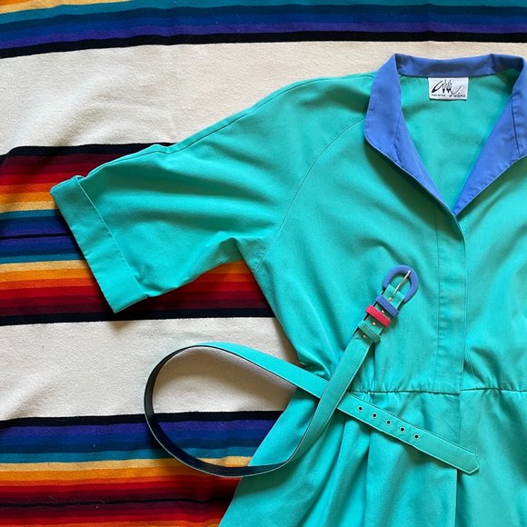 Willi of California Dresses & Skirts - Willi of California 80s Shirt Dress with Matching Belt XL-XXL